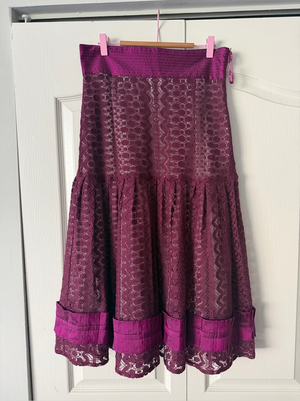 Anthropologie Tracy Reese Plum Lace Tiered Midi Skirt